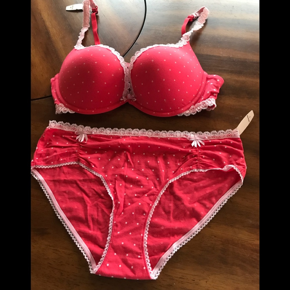 Victoria Secret Poka Dot Bra Size 36C and Panties